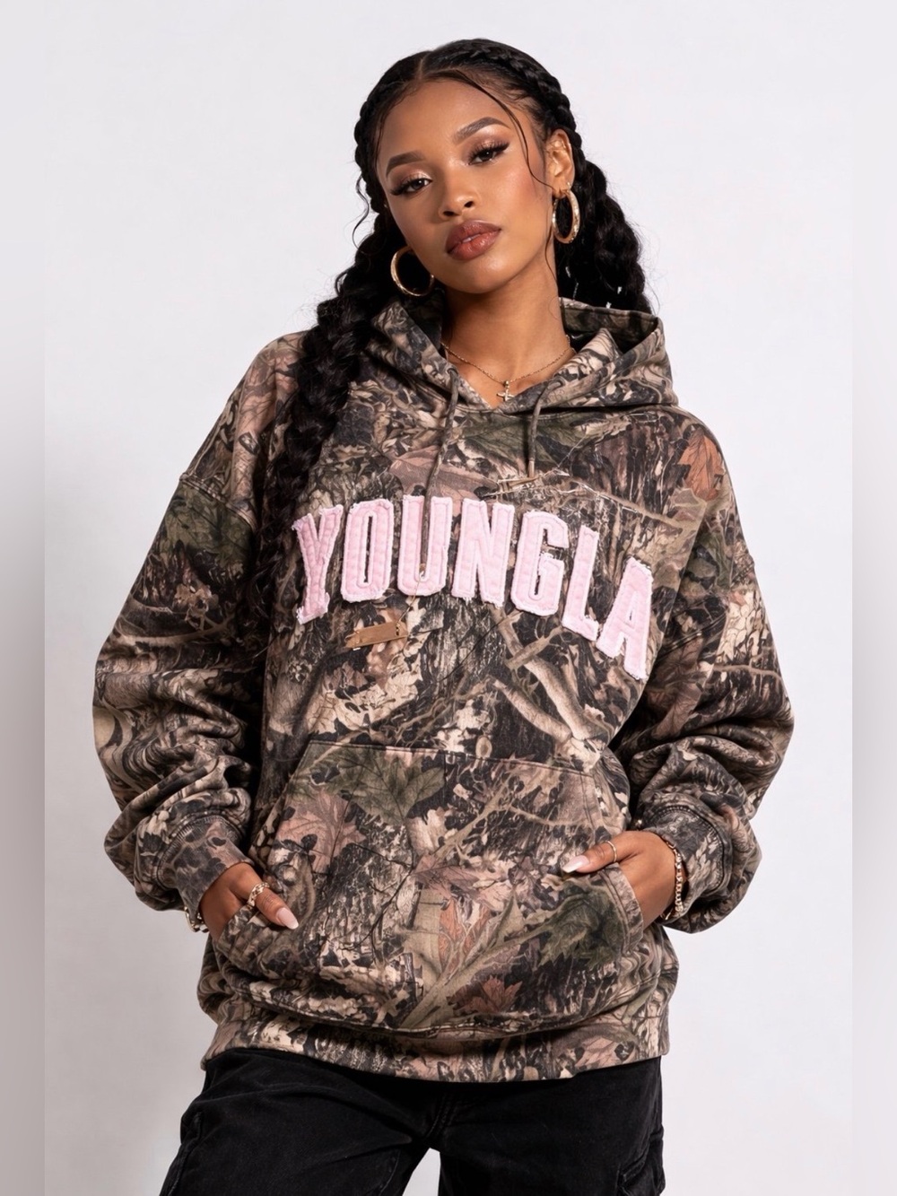 YoungLA Hunting Season Hoodie Green Camo Size Small Medium Womens NEW SOLD OUT